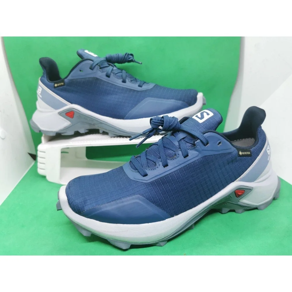 Salomon Women's Gore-Tex Trail Hiking Running Shoes Alphacross GTX Blue Size 7.5